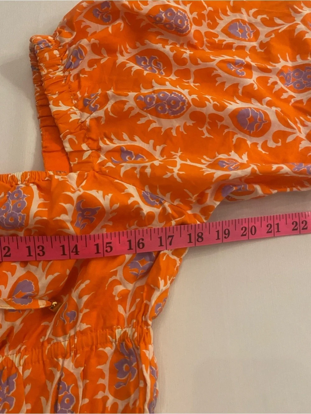 Petal & Pup Orange Printed Square-Neck Puff-Sleeve Carmen Mini Dress New size 8